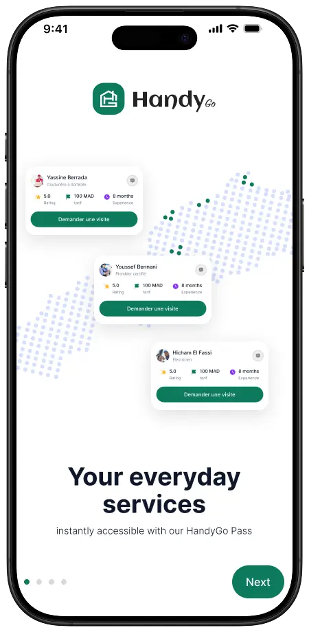 HandyGo App Screen 1
